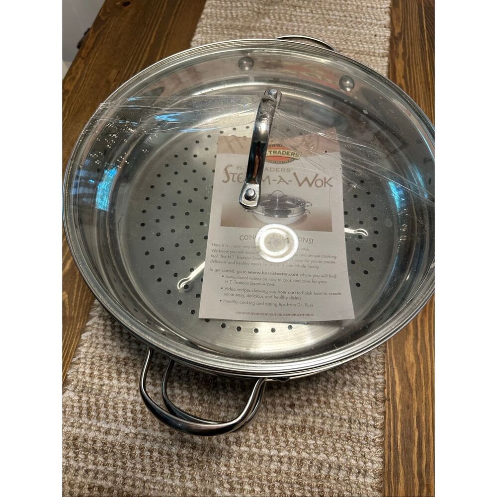 H.T. Traders Steam-A-Wok Stainless Steel Wok Steamer Lid & NWOB